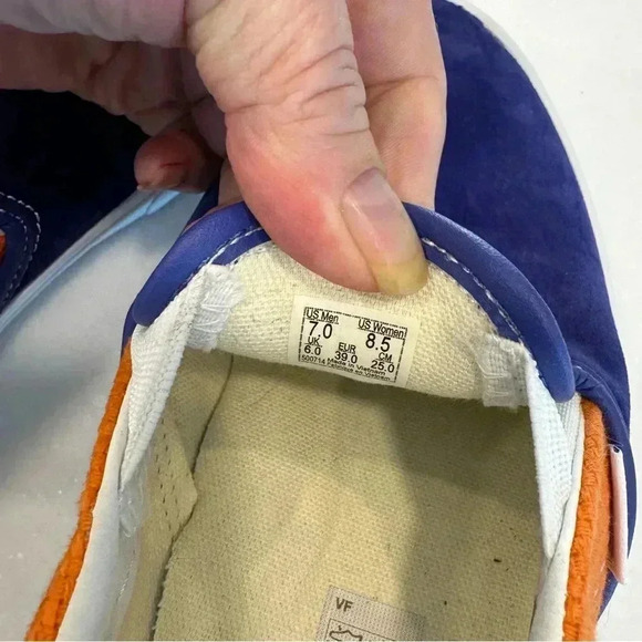 Vans Classic Slip On Suede Shoes Royale Blue Apricot Buff Men's 7 Women’s 8.5 - Picture 10 of 10